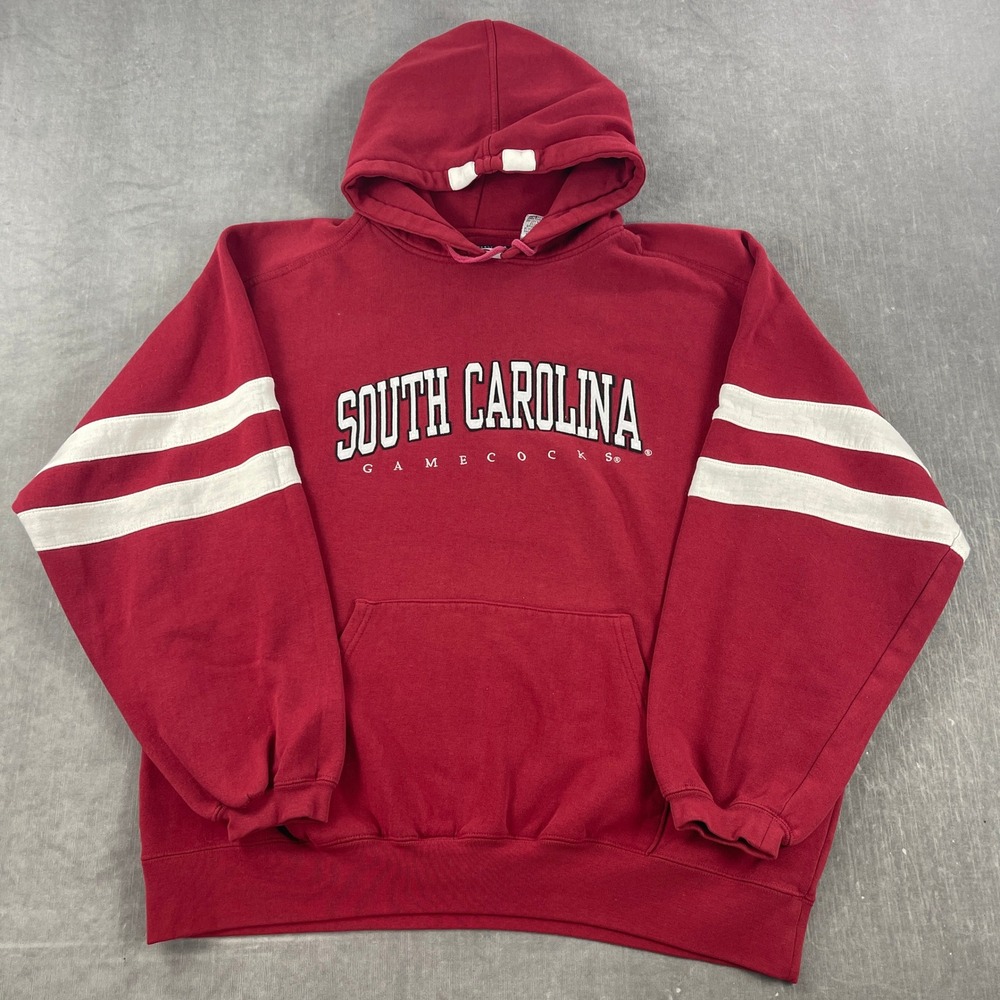 South Carolina Gamecocks Cadre Athletic Men XL Red Hoodie Sleeve Stripe Pullover